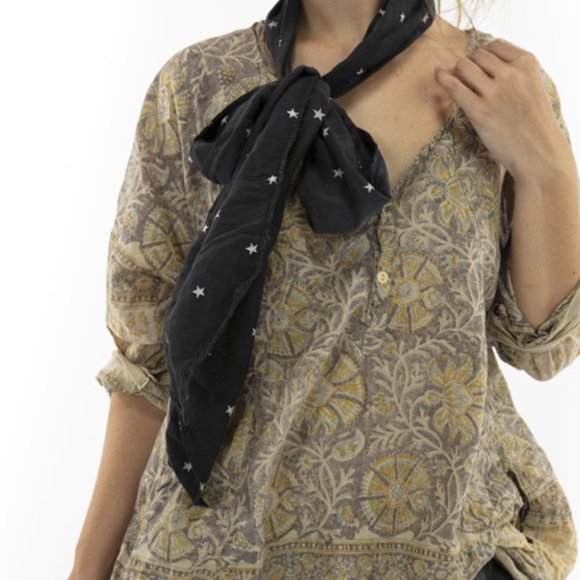 MAGNOLIA PEARL COTTON TWILL HAND BLOCK PRINT TOP - Picture 1 of 4